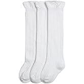 EPEIUS Baby Knee High Socks - Baby Girls Seamless Tube Ruffled Stockings Cotton Long Socks Over the Knee Sox 0-6 Years