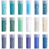 DICOSMETIC 90G 18 Colors Cylinder Glass Seed Beads 2mm Blue Green Bead Set Round Mini Glass Bead Small Loose Spacer Craft Beads for Bracelet Necklace Earring Jewelry Making
