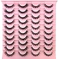 HBZGTLAD 20 Pairs 25 mm 3d Mink Lashes Bulk Faux with Custom Box Wispy Natural Mink Lashes Pack Short Wholesales Natural False Eyelashes (ja11)