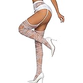 SwiiDuu Women's Fishnet Stockings Lace Tights Hollow Out Lace Suspender Pantyhose