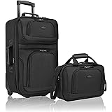 U.S. Traveler Rio Rugged Fabric Expandable Carry-on Luggage Set, Black, 2 Wheel, Set of 2