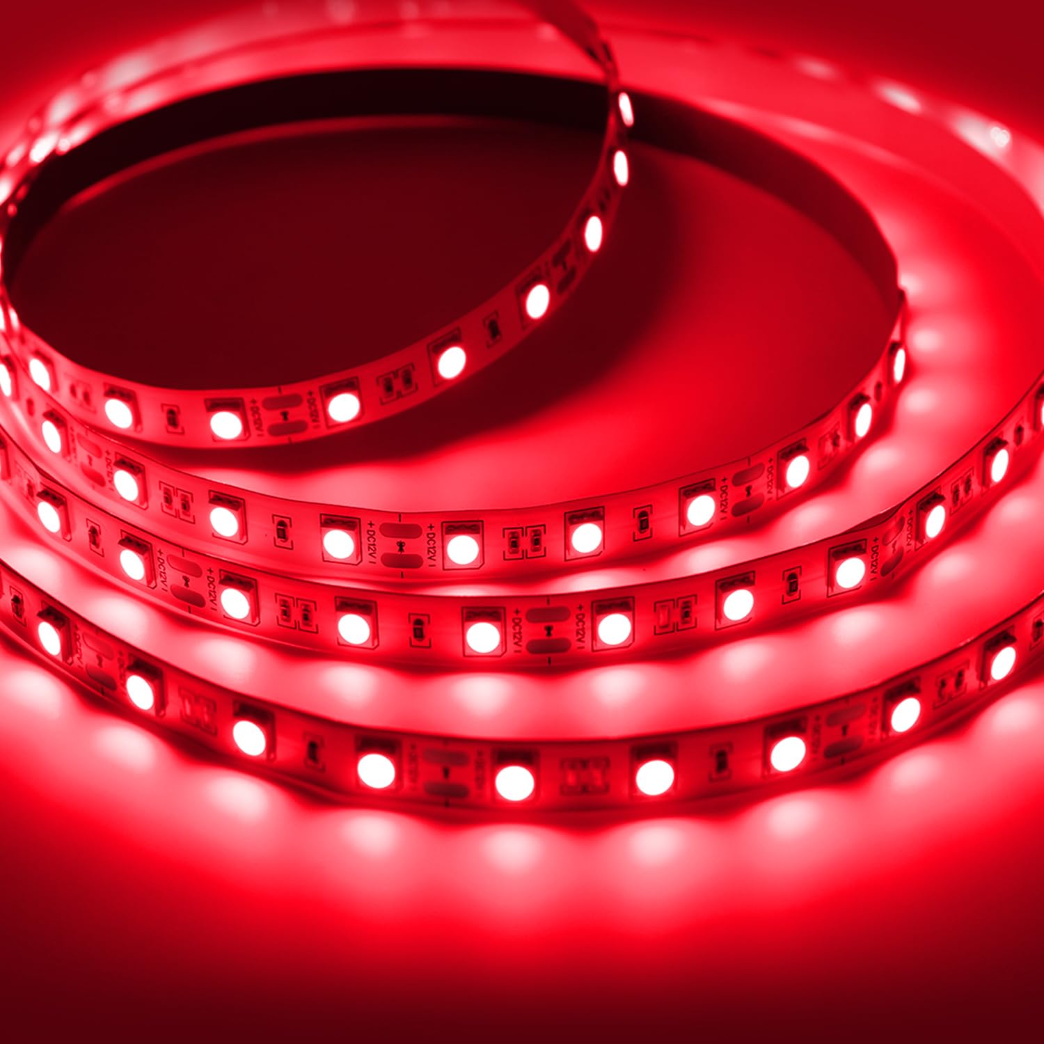 iNextStation Red LED Strip Light, 5M SMD5050 Cuttable LED Tape Lights, 12V 300 LEDs High Bright Flexible Lights for Bedroom TV Backlight Gaming Room Monitor Bar Wine Fridge KTV Wall Decor (No Plug)
