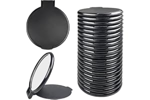 Tenalleys Mini Round Folding Mirror Portable Pocket Mirror Makeup Mirror for Purse Travel Makeup Mirror for Women Girls Daily Use (20 Pcs Black)