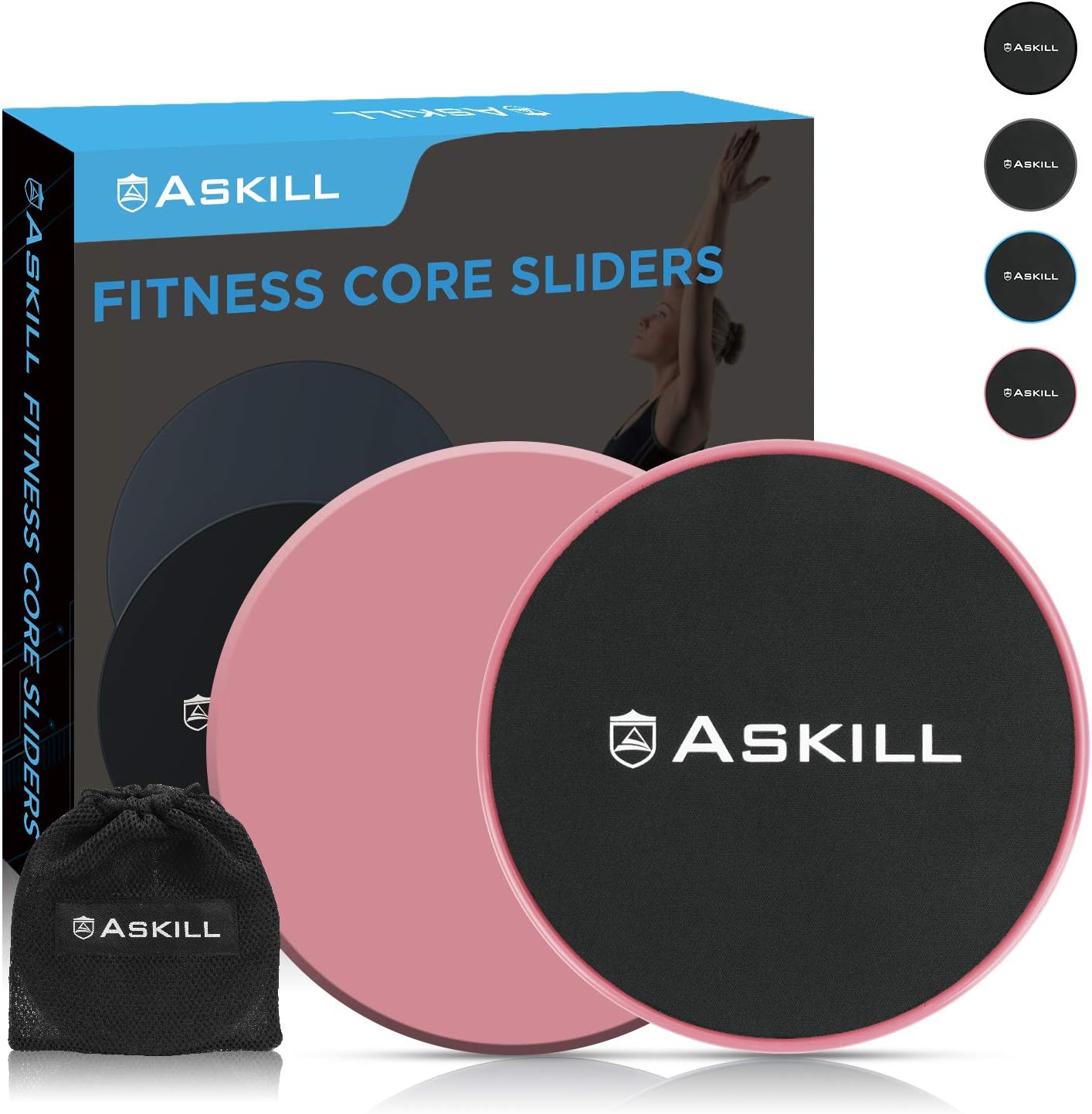 Askill Core Sliders Exercise, Dual Sided Gliding Discs Fitness Equipment, Workouts Gears Sliders on All Surfaces for Home, Yoga, Pilates, Gym, Strengthen Ab, Back, Hip, Legs, Improve Balance