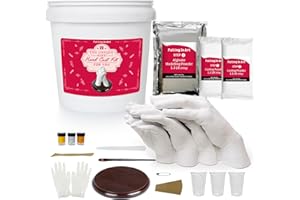 Falling in Art Hand Casting Kit Couples - Keepsake Plaster Hand Mold Kit for Family, Kids, Adults with Large Bucket, Gloves, Powder Materials, Color Paints, Wooden Base
