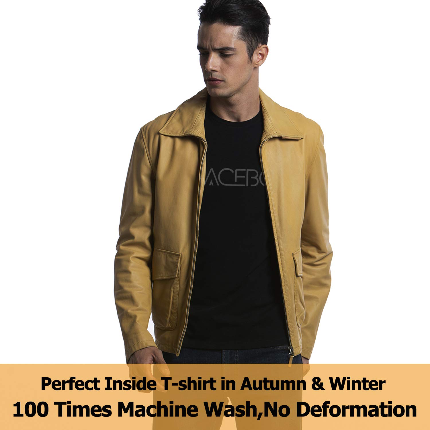 GRACEBOX Men\'s Letter Print Short Sleeve T-Shirts Slim-Fit Crew Neck Tee Casual Cotton Tshirts Top Black