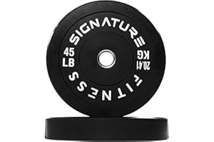 SIGNATURE FITNESS Fitvids 2" Olympic Bumper Plate Weight Plates with Steel Hub, 45LB, Pair