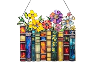 Jesuspirit - Window Hanging Suncatcher – Crystal Clear Acrylic & Wood Sun Catcher for Home Decor, for Women (Vintage Flower Book, 6 Inches)