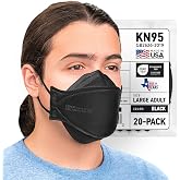 BNX 20-Pack KN95 Face Masks, Disposable Particulate KN95 Mask Made in USA, Tri-Fold Cup/Fish Style