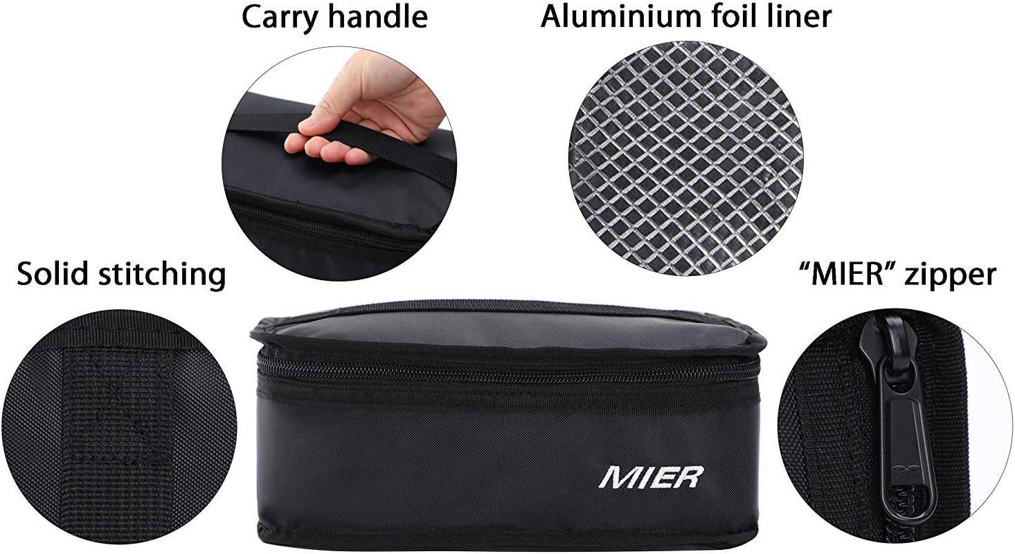 MIER Small Lunch Box Bag Food Storage Cooler Bags Insulated Travel Kit for Women and Men Set of 1(Black 1pcs) - Image 4