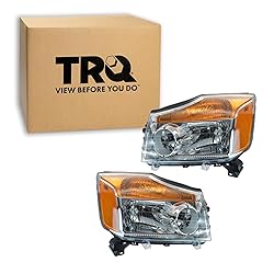 TRQ 2 Piece Headlight Assembly Set Chrome Bezel