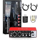 CIXUN 2x2 USB-C Audio Interface for PC/Mac Recording, 24-bit/192kHz, Dual TS/XLR Inputs, +48V Phantom Power, Studio/Podcast/Streaming(Matte Red)