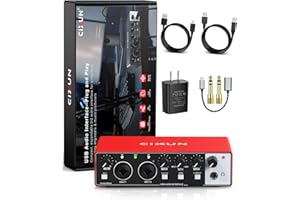CIXUN 2x2 USB-C Audio Interface for PC/Mac Recording, 24-bit/192kHz, Dual TS/XLR Inputs, +48V Phantom Power, Studio/Podcast/Streaming (Scarlet)