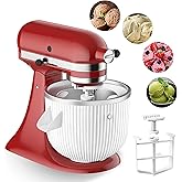 Ice Cream Attachment for KitchenAid Stand Mixer,Fits 4.5-5Qt Tilt-Head/6-7Qt Bowl-Lift Stand Mixers, 2-Quart Frozen Kitchenai