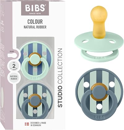 Bibs Pacifiers Colour Studio 2 Pack Round Nipple 6+ Months Denmark