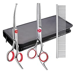Elfirly Dog Grooming Scissors Set with Safety Round