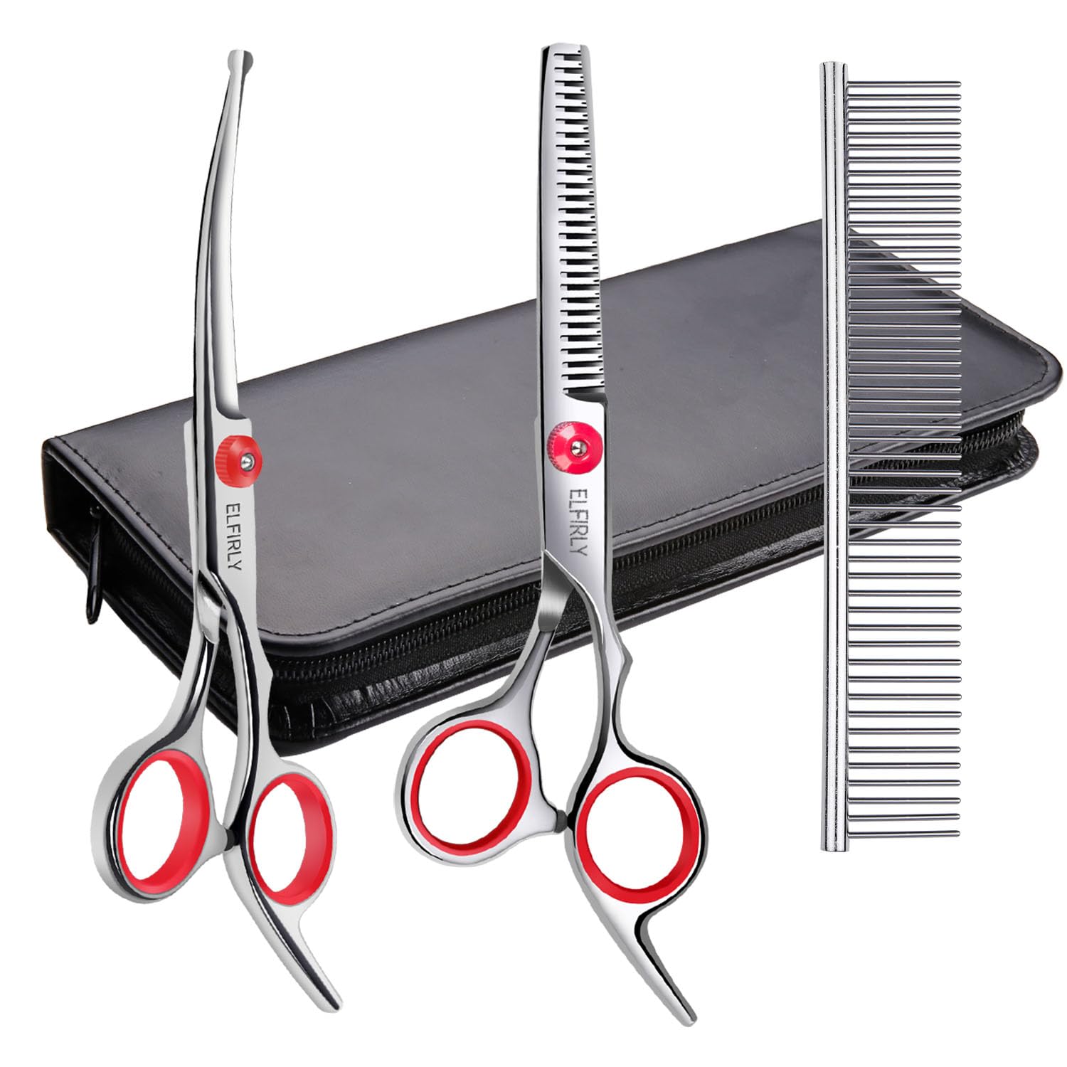 Elfirly Dog Grooming Scissors Set with Safety Round