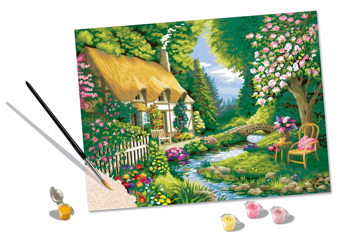Ravensburger CreArt River Cottage Paint by Numbers for Adults Craft Kits for Adults and Kids Age 12 Years Up