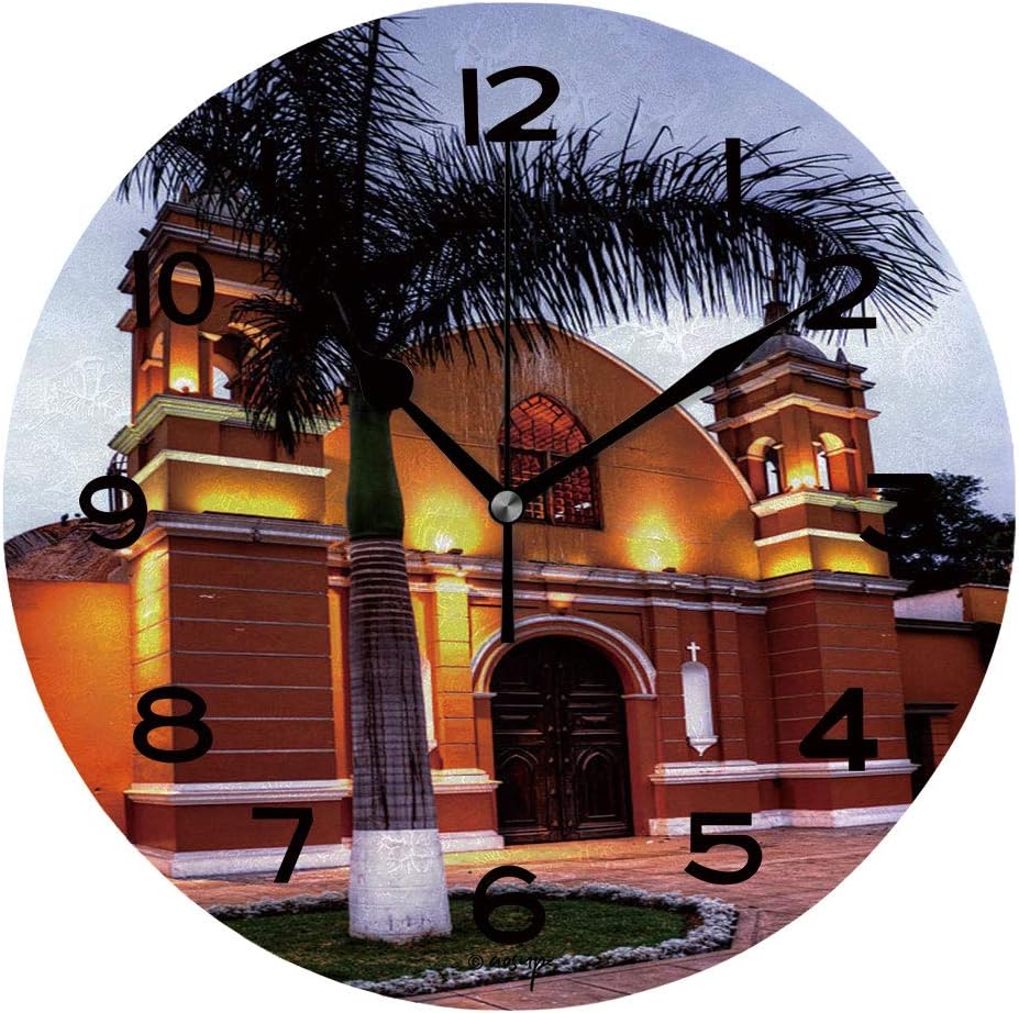 ALUONI Round Wall Clock Peruvian Church Facade in Barranco