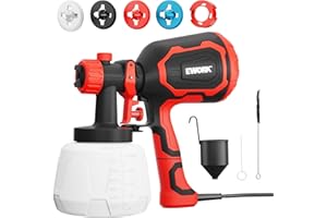 EWORK Paint Sprayer,1000W HVLP Electric Spray Paint Gun,4 Nozzles and 3 Spray Patterns,1400ml High Capacity Container,180 Din/s, Easy to Clean,for Furniture, Cabinets, Decks, Walls, Doors, DIY