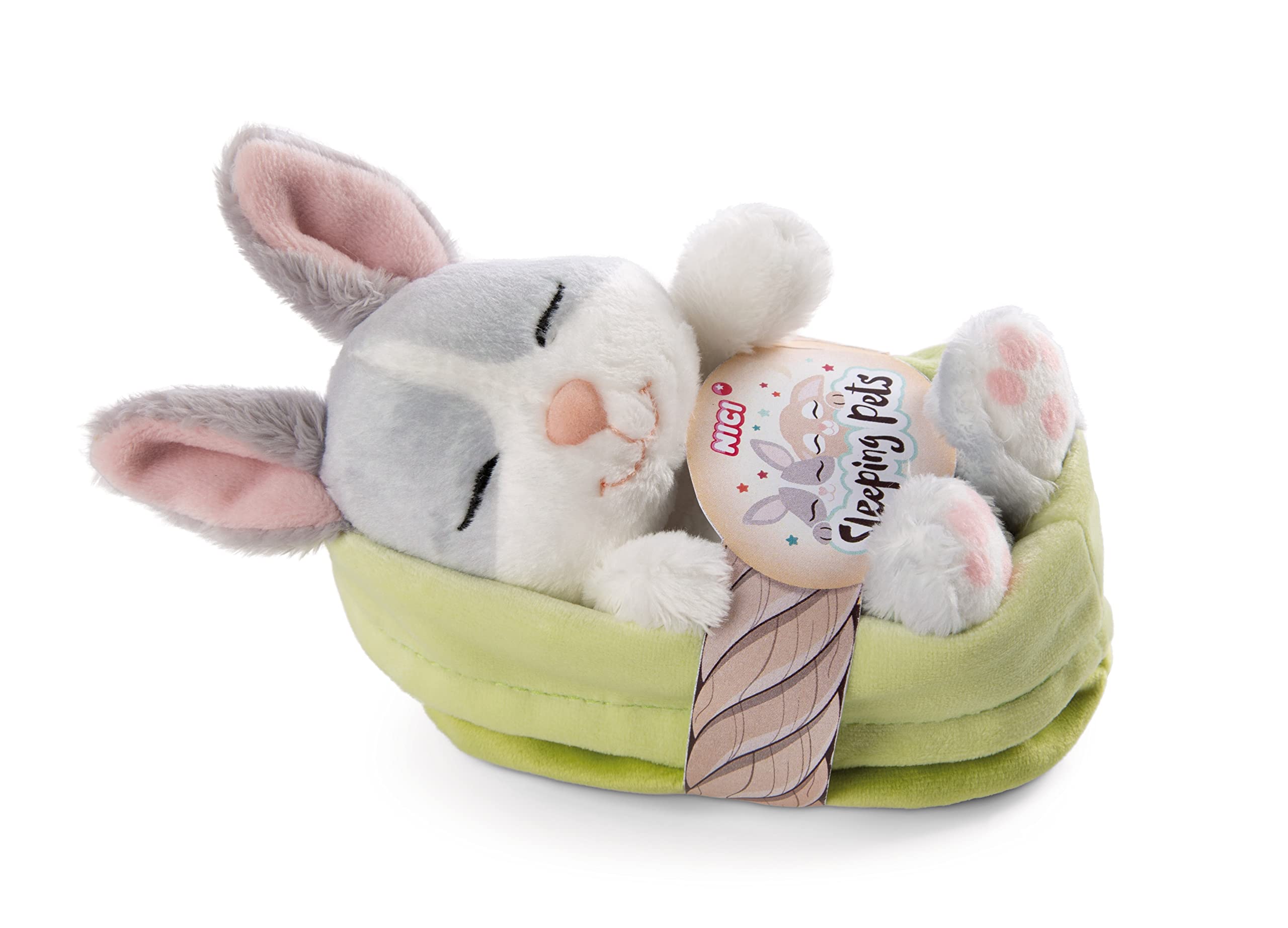Nici Cuddly Toy Rabbit Grey 12 cm - Soft Plush Toy Cute Plush Toy in Basket for Cuddling and Playing, for Children and Adults, 48706, Great Gift Idea, Light Grey