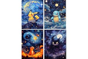 EIBEILI 4 Pack Diamond Painting Kits for Adults, Cartoon 5D Diamond Art Kits for Beginner DIY Full Drill Diamond Dots Crystal Craft Kits for Home Wall Decor Gifts 15.7x11.8 inch