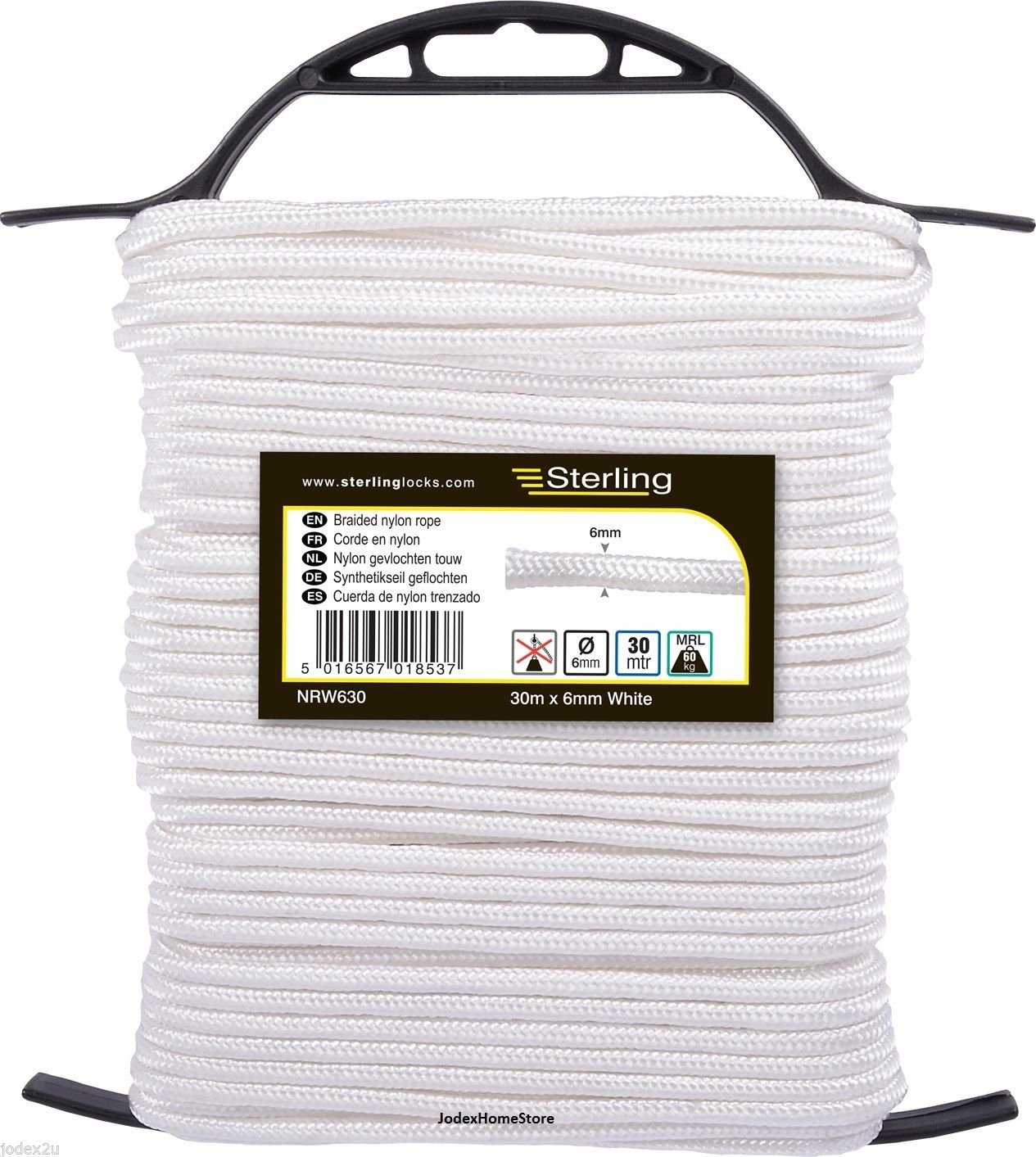Sterling NRW630 Sterling 6mm Braided Nylon Rope 30m, White