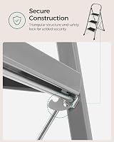 SONGMICS 3-Step Folding Ladder Dove Grey Safety Lock 150 kg view 4