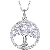 STARCHENIE Tree of Life Necklace 925 Sterling Silver Pendant for Women Family Tree Necklaces Birthstone Jewelry for Her Wife Mom Grandma