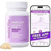 Premom Inositol Plus - 2000mg Myo-Inositol & 50mg D-Chiro Inositol, CoQ10, Folate & Vitamin D3-40:1 Ratio - Supports Hormonal Balance, Ovarian & Reproductive Health - 30 Day Supply
