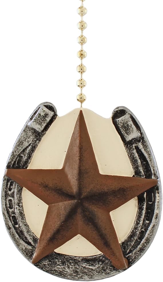 Horseshoe with Barn Texas Star Primitive Design Ceiling Fan Pull - Western Stars Decor - Amazon.com
