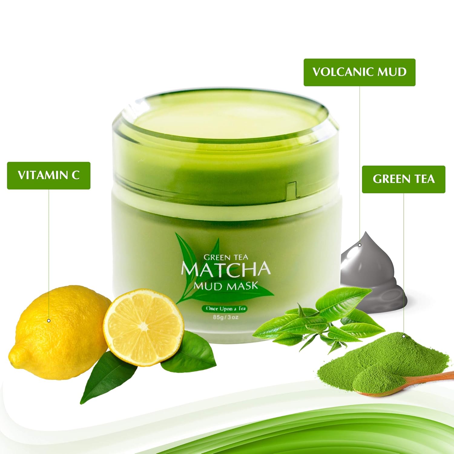 Green Tea Matcha Facial Mud Mask, Removes Blackheads, Reduces Wrinkles, Nourishing, Moisturizing, Improves Overall Complexion, Best Antioxidant, Skin Lightening & Anti Aging, All Skin Face Types : Beauty