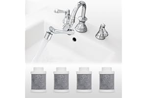 Pure Take Water Filter for Bathroom Sink 1080 Rotating Swivel Faucet Extender Water Purifier for Sink Remove Chlorine, Taste (Carbon Fiber Filter Replacements(4pcs))