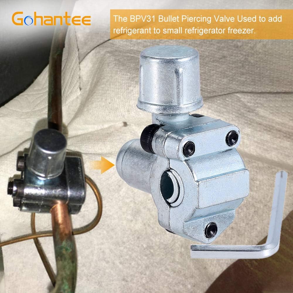 gohantee R134a Charging Hose Kit, Refrigerant Recharge Hose with Gauge 2.75“, R134a Can Tap and Quick Couple - Image 4