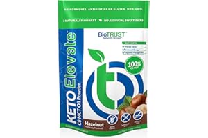 BioTrust Keto Elevate – C8 MCT Oil Powder – Ketogenic MCT Coffee Creamer, Keto Coffee Creamer – Clean Energy, Mental Focus & Clarity – 100% Caprylic Acid MCT Powder, Non-GMO (Hazelnut, 20 Servings)