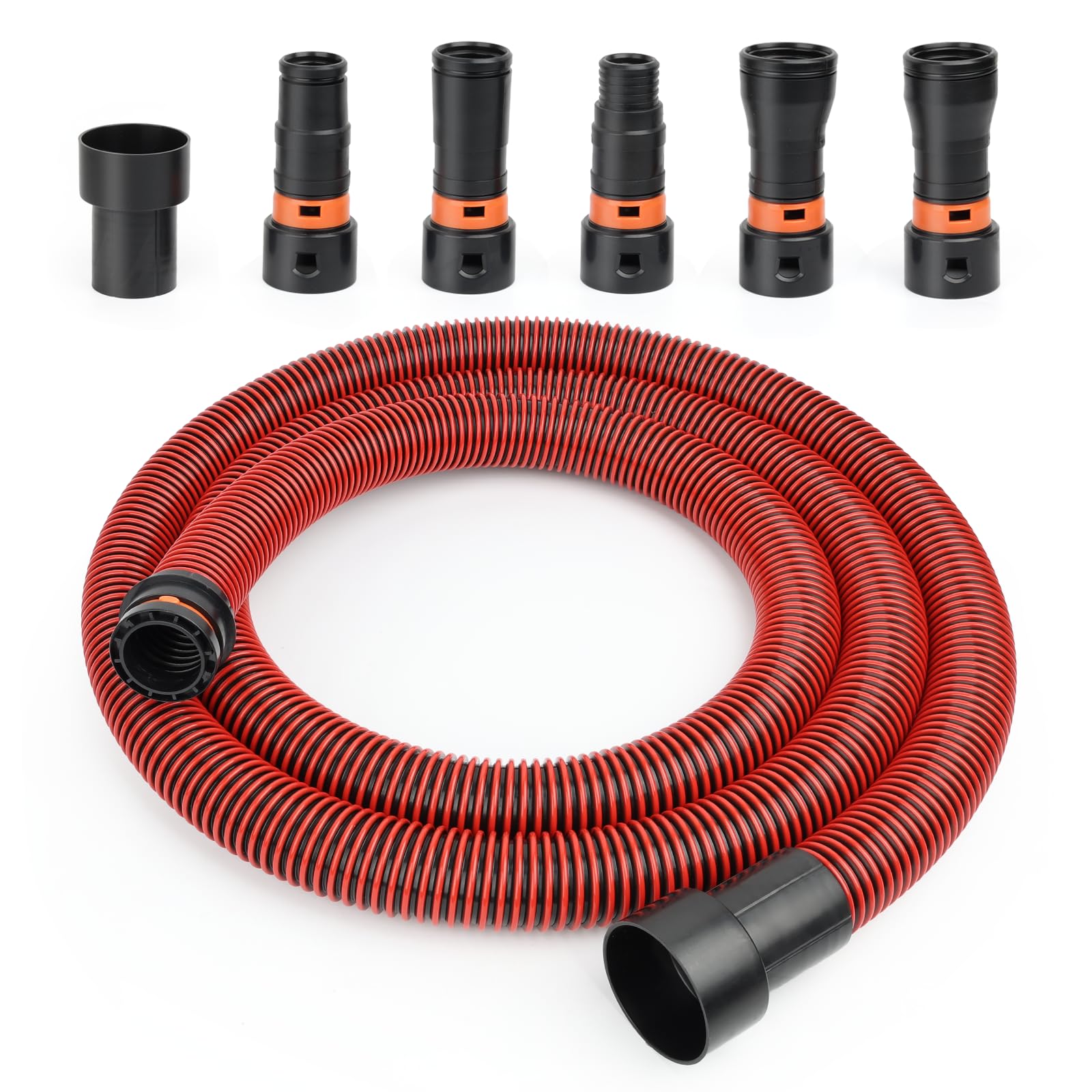 Photo 1 of 10 FT 1 1/4 Dust Collection Hose Kit Vacuum Hose Adapter Kit for Home and Shop Vacuums System,6 Adapters Fits with Multi-Brands,Quick Switchable Woodworking Power Tool and Sander vacuum hose