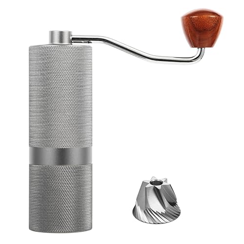 Stainless Steel Manual Coffee Grinder with Adjustable Conical Burr Settings for Espresso