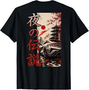 Cool Japanese JDM Sports Race Car Drifting Graphic (ON Back) T-Shirt