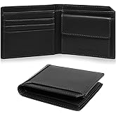Pomelo Best Genuine Leather Thin Bifold Wallet Credit Card Holder for Men with Coin Pocket Minimalist Wallet