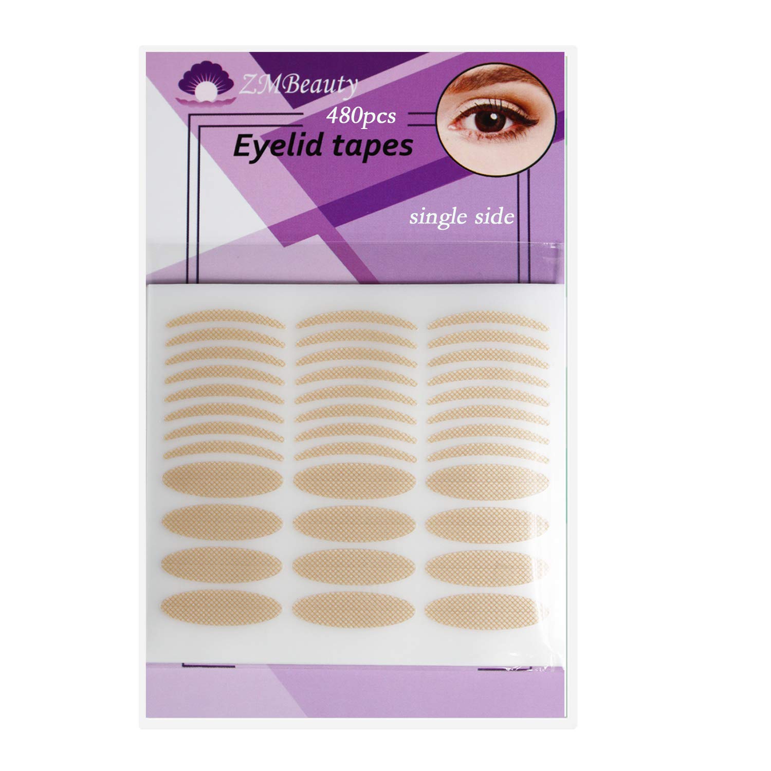 480Pcs Self-adhesive Single-sided Eyelid Tapes Stickers Beauty Big Eye Tools, Eyelid Lift Strips for Hooded Droopy Uneven Mono-eyelids