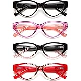 EYEURL 4-Pack Cat Eye Reading Glasses for Women-Blue Light Blocking Computer Glasses with Spring Hinge Anti-Glare Readers for Women 1.5