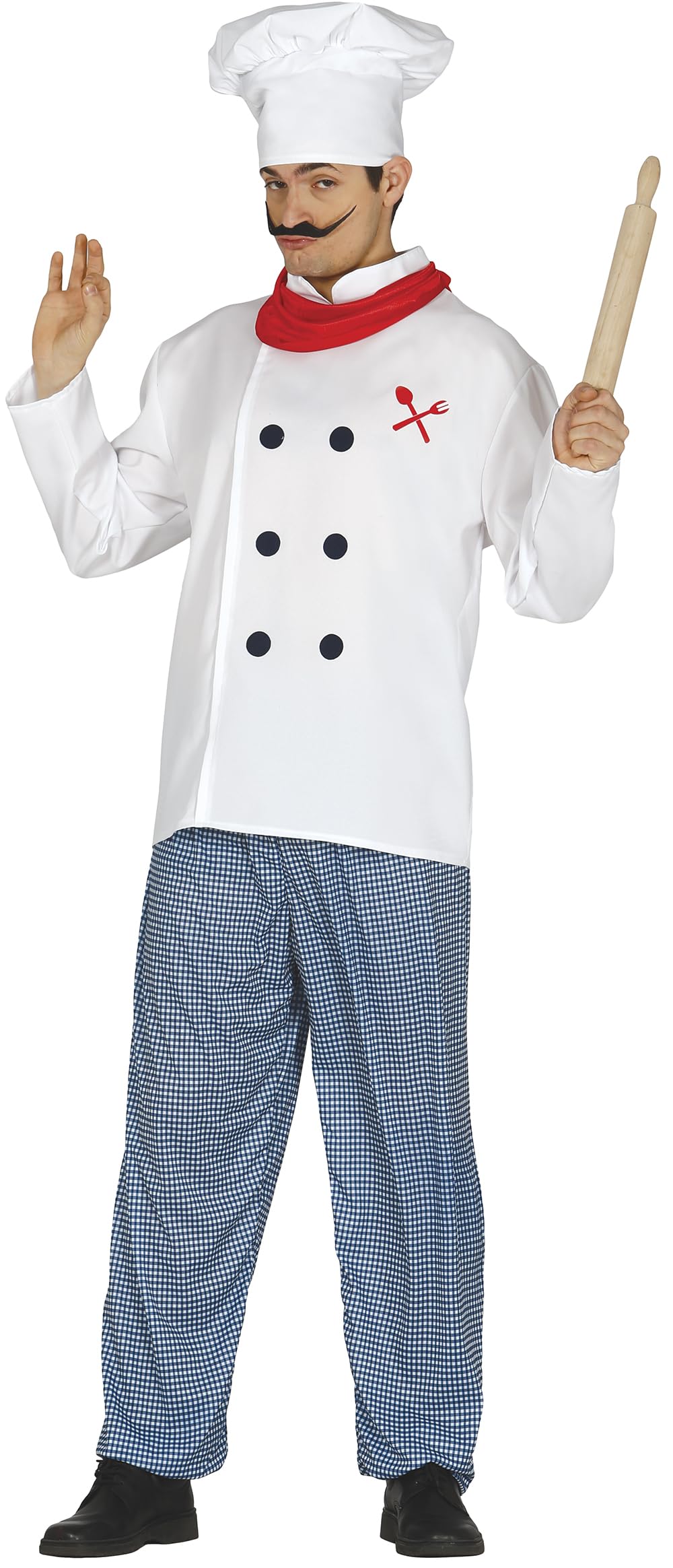 Fiestas Guirca Chef's Costume for Adults - Kitchen Cooking Chef Costume Dress Up for Men - Chef Costume Carnival Role Play Chef Costume - Chef Fancy Dress Costume for Word Book Day - Medium Size 38-40