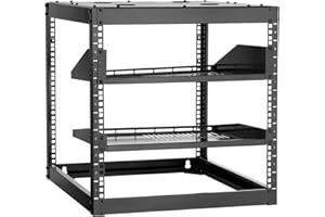 VEVOR 10U Open Frame Network Rack, 23 in Depth, Wall Mounted or Floor Standing Server Rack, Heavy Duty 4 Post, with Vented Sh