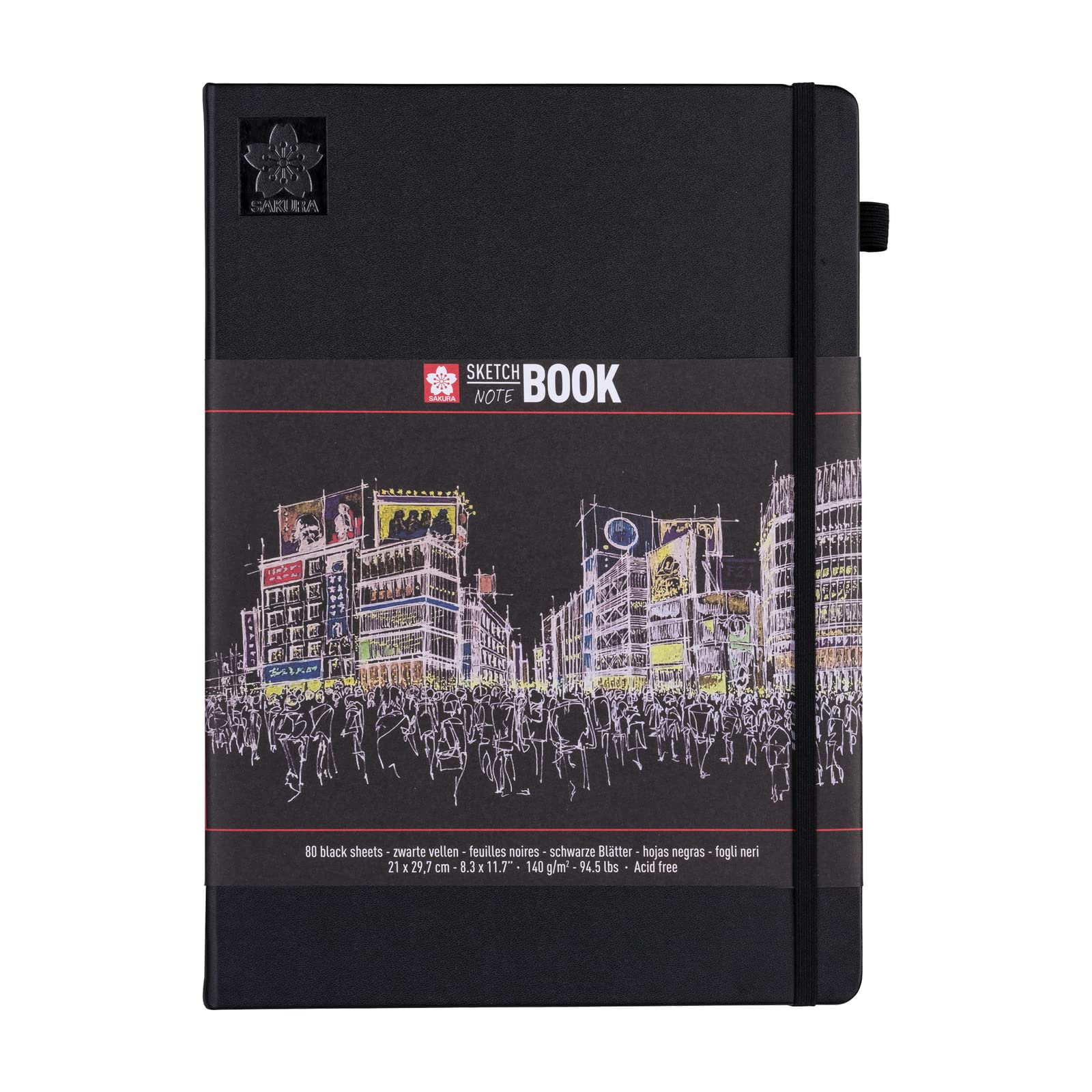 Sakura Sketch Notebook-80 Sheets, Black Pages, 21 x 29.7 cm, 94141005