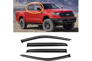 AWVRG Window Rain Guards for Ford Ranger SuperCrew 2019-2024,Tape-on Window Visor Guards Wind Deflectors Vent Shade Vent Visors Rain Shields Sun 2020 2021 2022 2023