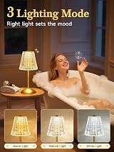 One Fire 10-Way Dimmable Rechargeable Glass Table Lamp 3 Color Touch view 5