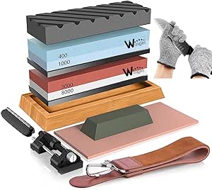 Amazon.com: Knife Sharpening Stone Kit - 400/1000 3000/8000 Grit ...