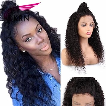 Amazon Com Loose Curly Lace Front Human Hair Wigs Glueless 150