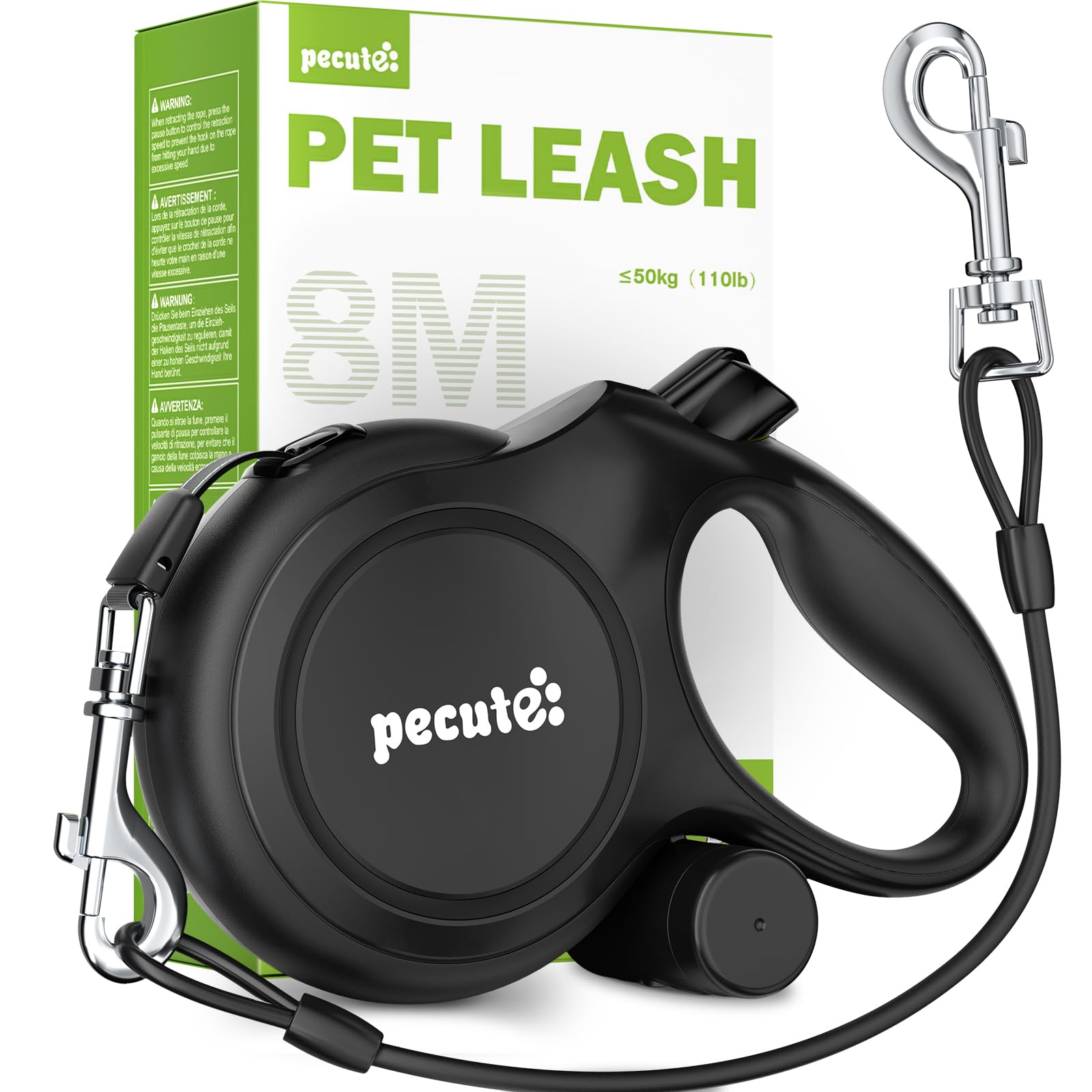 Photo 1 of 26ft Dog Leash Retractable with Chew Proof Extender, Upgraded Heavy Duty Retractable Dog Leash with Poop Bag Holder,Anti-Slip Grip, Reflective Leashes for Medium Large Pets 33lbs-110lbs (Black)