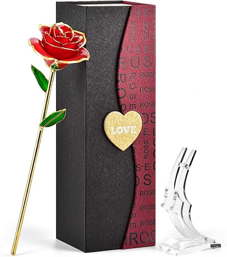 Amazon Forgifting 薔薇 花 プレゼント 彼女 妻 母 人気 母の日ギフト 誕生日プレゼント 結婚記念日 プレゼント ホワイトデー お返し 保存された樹脂 金メッキローズ 永遠の赤バラ ダイヤモンド付き プリザーブドフラワー オンライン通販